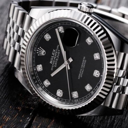 Rolex- Datejust Silver Black Watch For Men