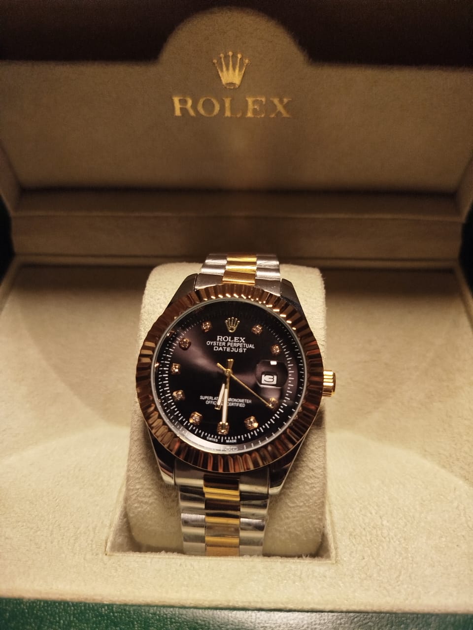 Rolex Oyster Perpetual DateJust Double tone Black & Gold