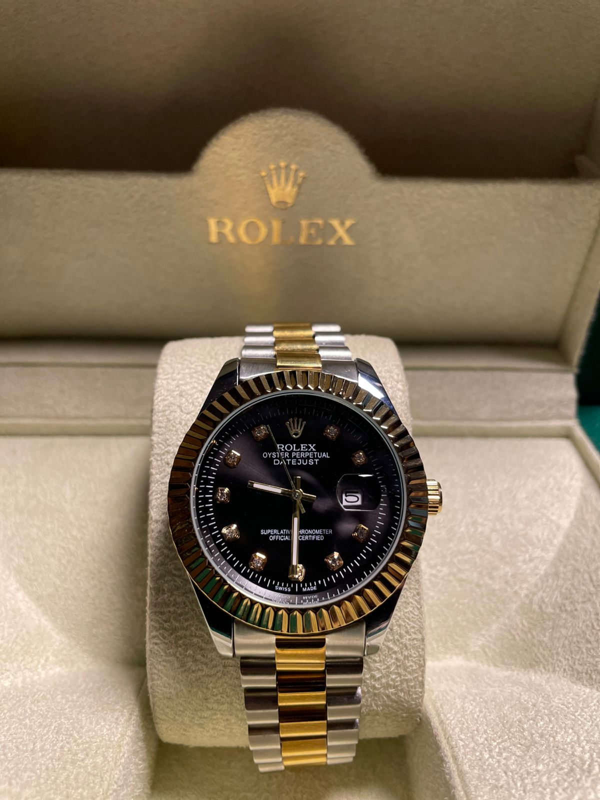 Rolex Oyster Perpetual DateJust Double tone Black & Gold