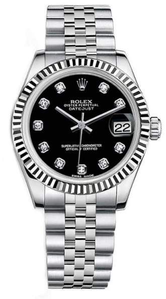 Rolex- Datejust Silver Black Watch For Men