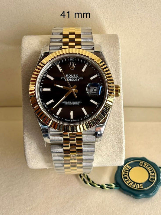 Rolex Oyster Perpetual DateJust Double tone Black & Gold