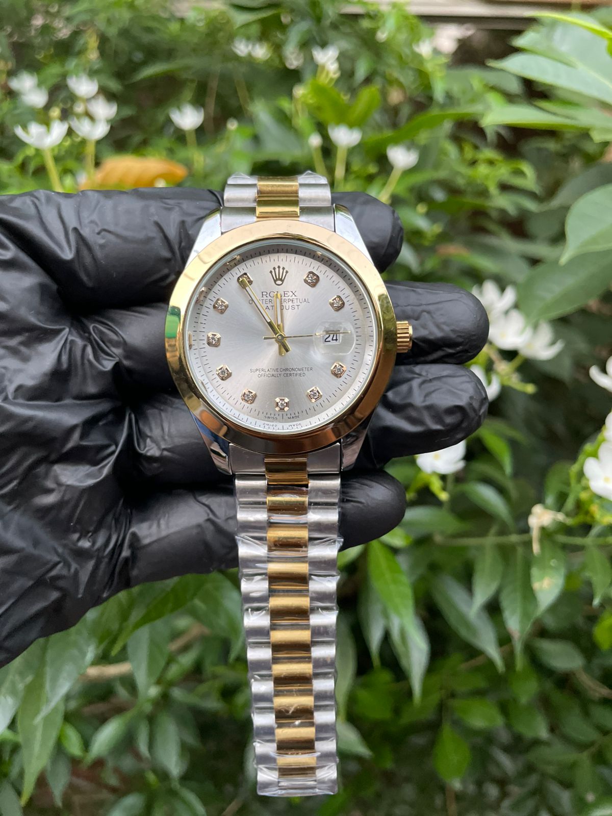 Rolex Oyster Perpetual DateJust Double tone Black & Gold