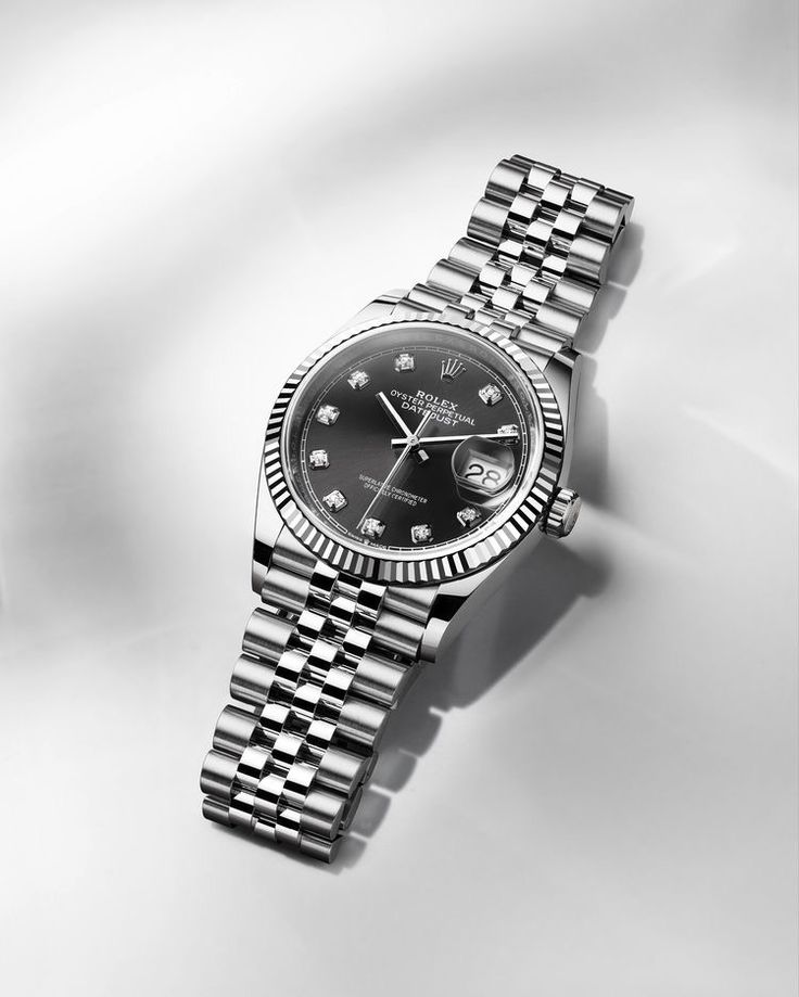 Rolex- Datejust Silver Black Watch For Men