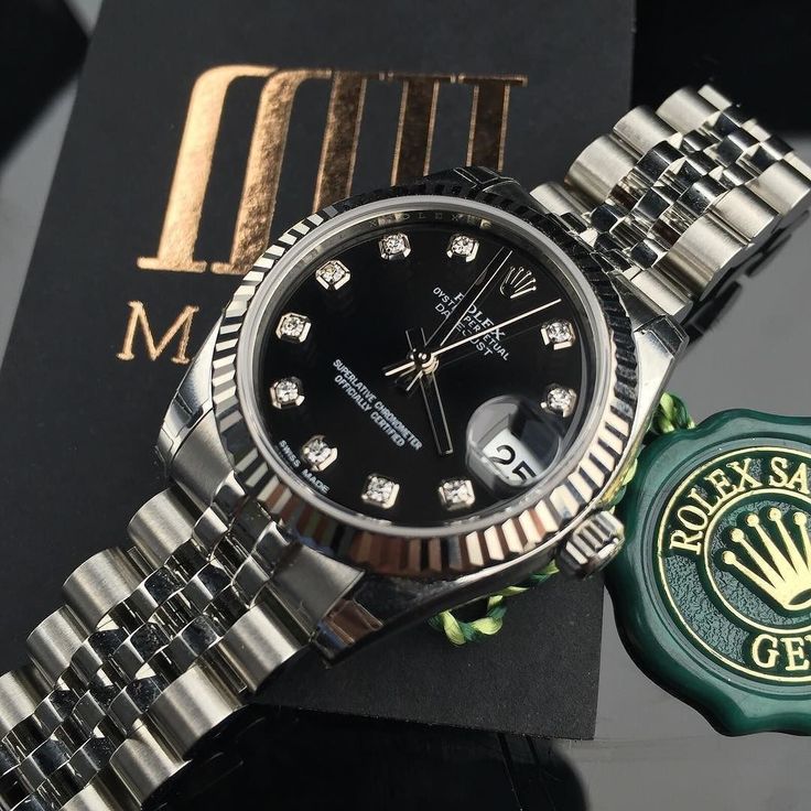 Rolex- Datejust Silver Black Watch For Men